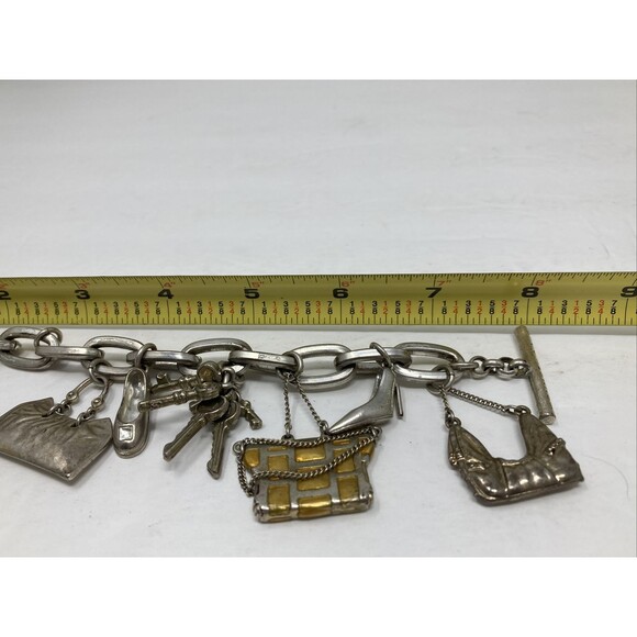 Kenneth Cole Reaction Charm Bracelet Shoes Purses Keys Mostly Silver Tone - Picture 10 of 11